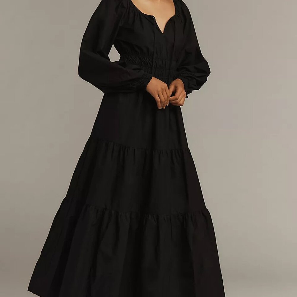 NWT Anthroplogie Somerset  Maxi Dress Puff Sleeve Edition Black PM
